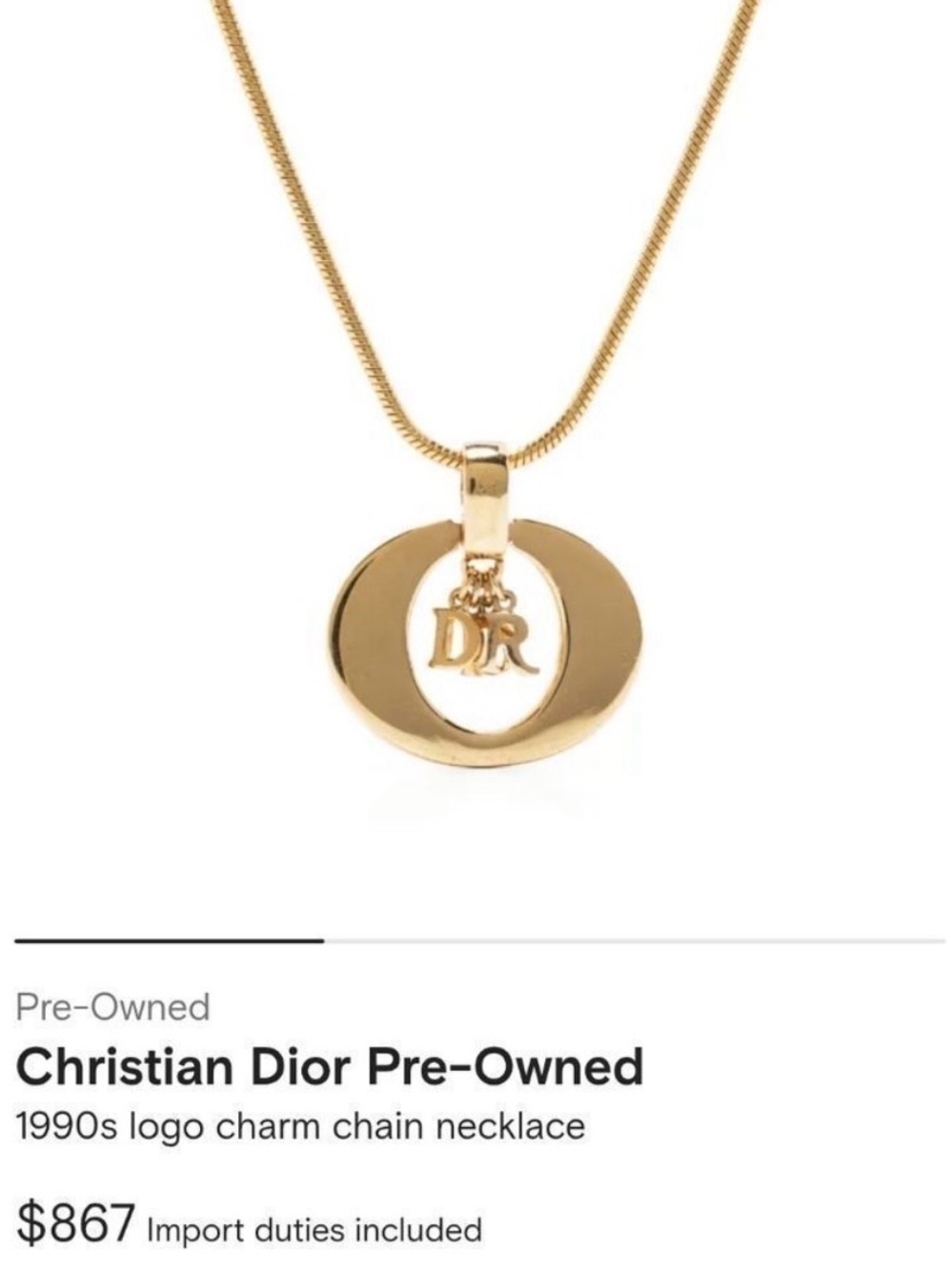 Christian Dior Necklace iconic Charm 💫 - Picture 9 of 10